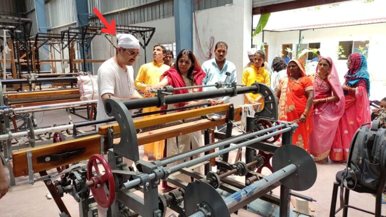 Sunil Mishra Performing Pooja At His Textile Industry